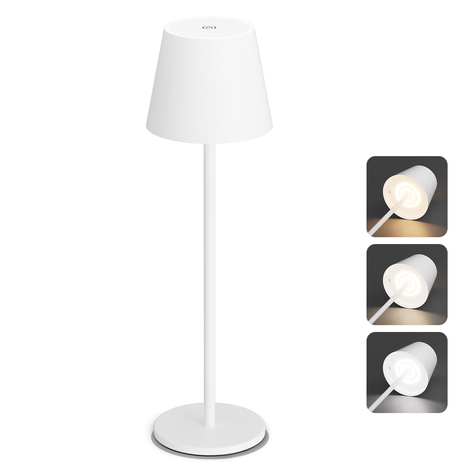 Aipsun Dimmbare LED akku Tischleuchte Weiß mit 5500mAh, Wiederaufladbar Warmweiß(2700k-6000k) Aluminium Outdoor Tischlampe IP54 wasserdicht für Restaurant, Schlafzimmer, Bar