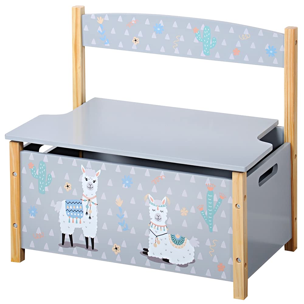Kesper 1770113 Panca per Bambini, Grigia, Motivo: Alpaca