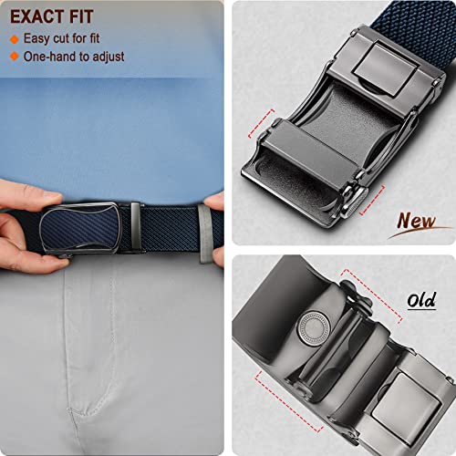 KS Mens Belt 2 Pack, Ratchet Elastic Belt Stretch Nylon For Men Casual Golf Sports,Stepless Precise Fit4