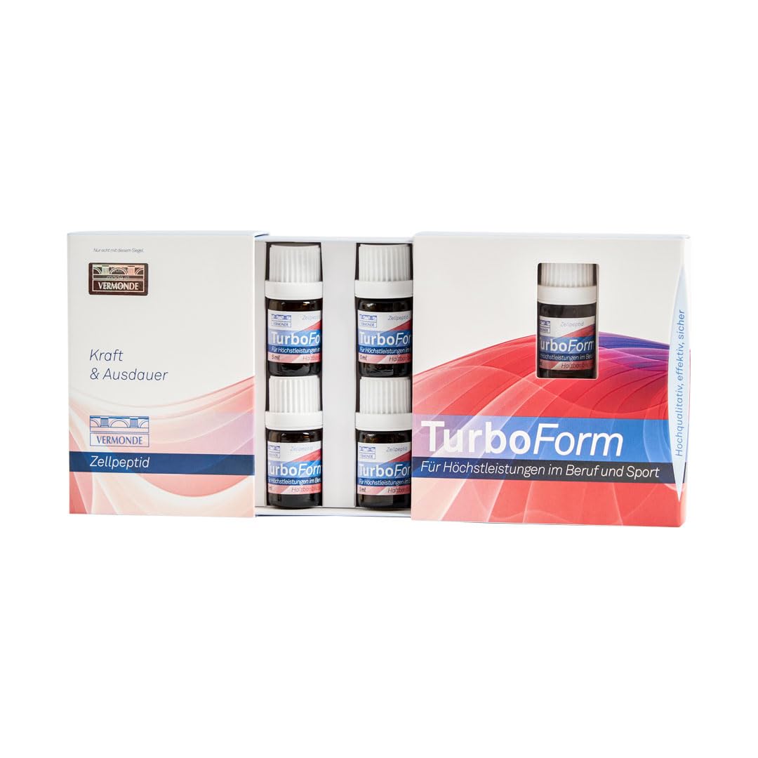 TurboForm Trinkampullen – Natürlicher Energie-Boost für Leistung & Fokus – mit Zellpeptiden, Vitamin C & Zink – unterstützt Nebennieren & Regeneration – Vermonde CARE-Technologie – 8 × 5 ml