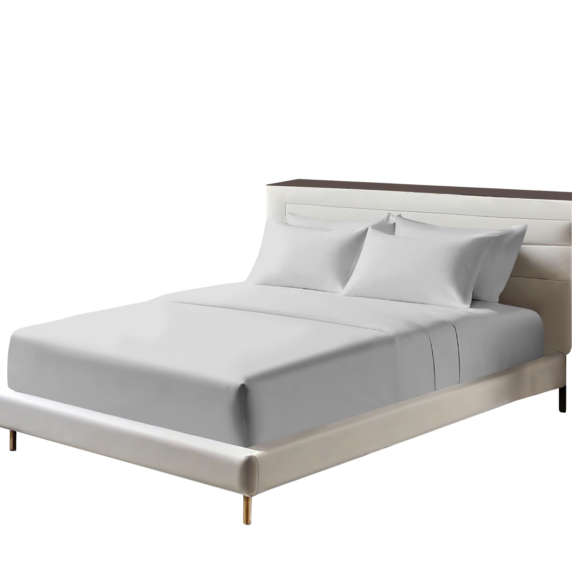 Egyptian Cotton Fitted Sheets 25cm Deep Mattress Pocket 200 Thread Count Fitted Bed Sheet- Soft & Comfortable Bottom Sheet (Silver - Image 2