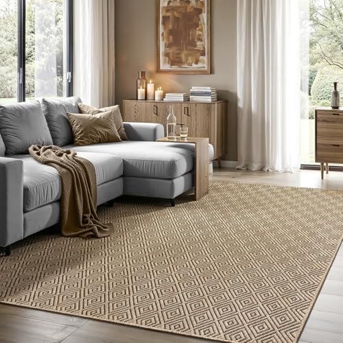 the carpet Kansas Outdoor Teppich – Wetterfester Indoor & Outdoor Teppich im Jute-Look für Balkon, Terrasse, Garten… – Ansicht 1