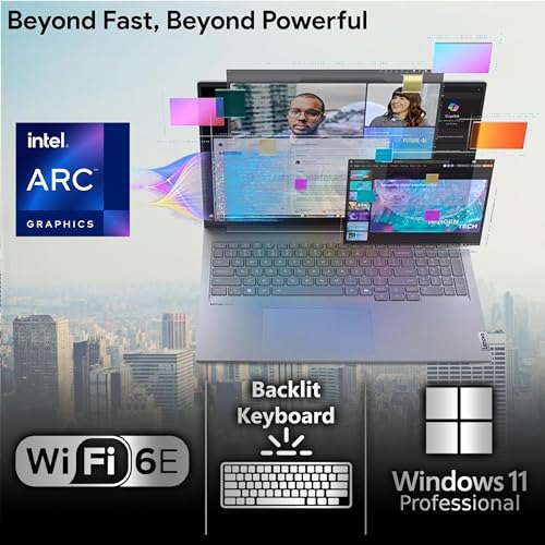 Image of Lenovo ThinkBook 16 Gen 8 AI Business Laptop, 16 inch Touchscreen FHD+, Intel Ultra 7 255H, 32GB DDR5, 512GB NVMe, WiFi 6E + BT, HDMI, Fingerprint Reader, Backlit Keyboard, FHD Webcam, Win 11 Pro