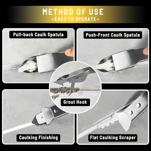 Image of Silicone Caulking Tool Kit Stainless Steel Grout Removal Tool 4 in 1