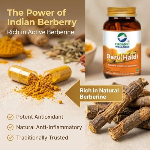 Image of Organic Wellness Daru Haldi Capsule 90 Vegetarian Capsules Indian Berberry Supports Healthy Liver & Kidney Function