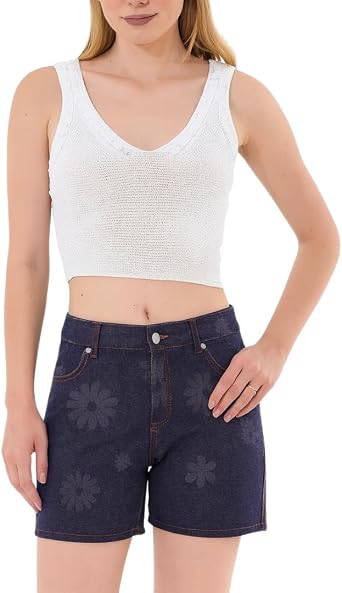 Dione Kad n Y ksek Bel Desen Detayl  Jean  ort