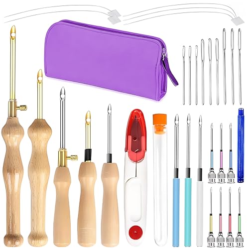 32Pcs Punch Needle Embroidery Kit,Punch Needle kit for Beginners,Adjustable Punch Needle Embroidery...