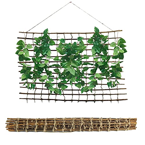 Rankhilfe aus Weide für Kletterpflanzen 100x200 cm | Rankgitter mit Juteschnur aus Holz, Gartenstütze für Pflanzenwachstum und Dekoration, Ranknetz Pflanzennetz Rankleiter