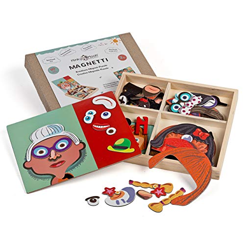 Preisvergleich Produktbild NEU! Magnetisches Holzpuzzle mit Doppelseitiger Tafel, Pädagogisches Holzspielzeug Montessori Magnetspiel MAGNETTI, Kinderpuzzle ab 3 Jahre