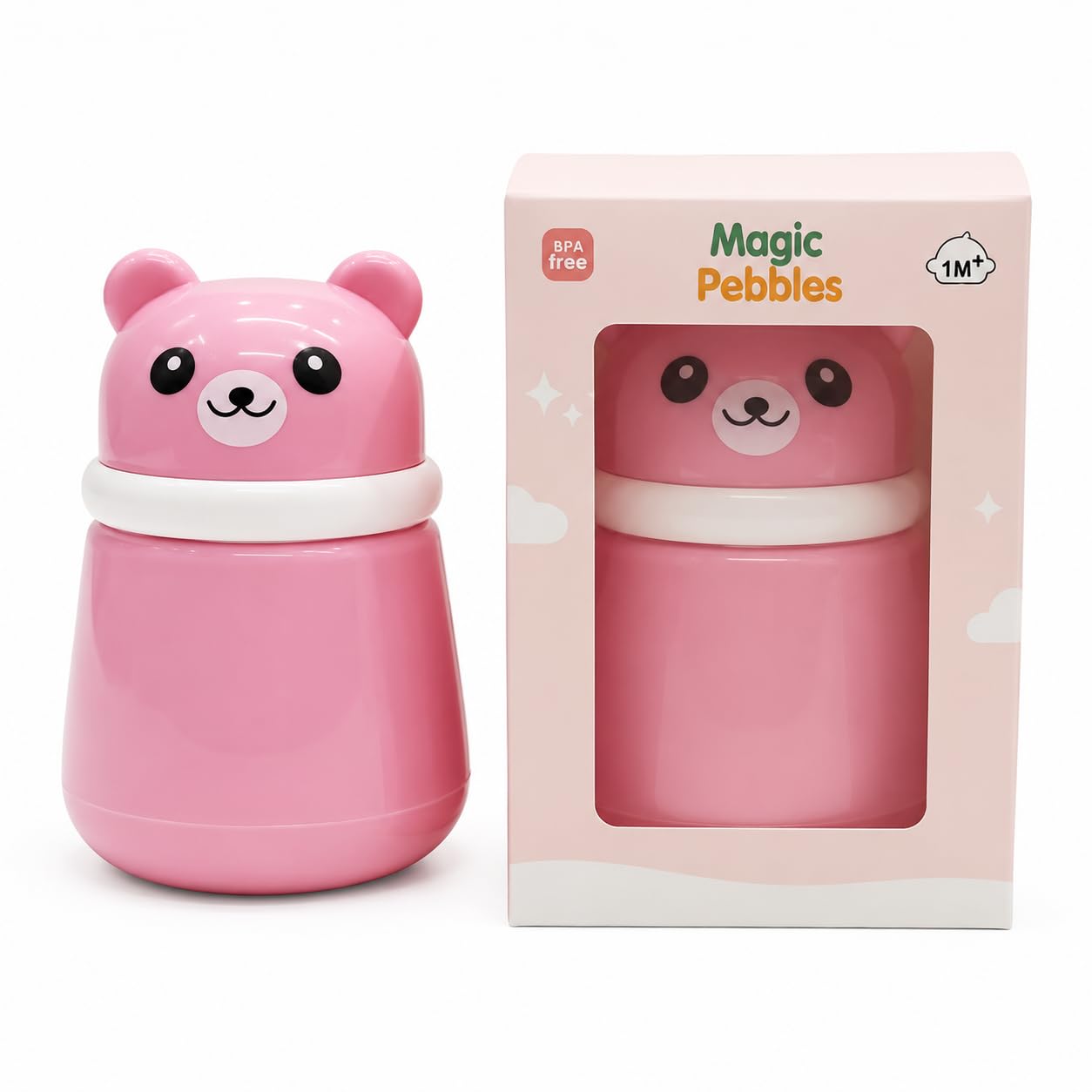 Magic Pebbles Baby Powder Puff Box – Bear Design | Refillable Dispenser with Soft Applicator for Newborns & Infants | Compact & Travel-Friendly Container (Blue) (Brown)-image-21