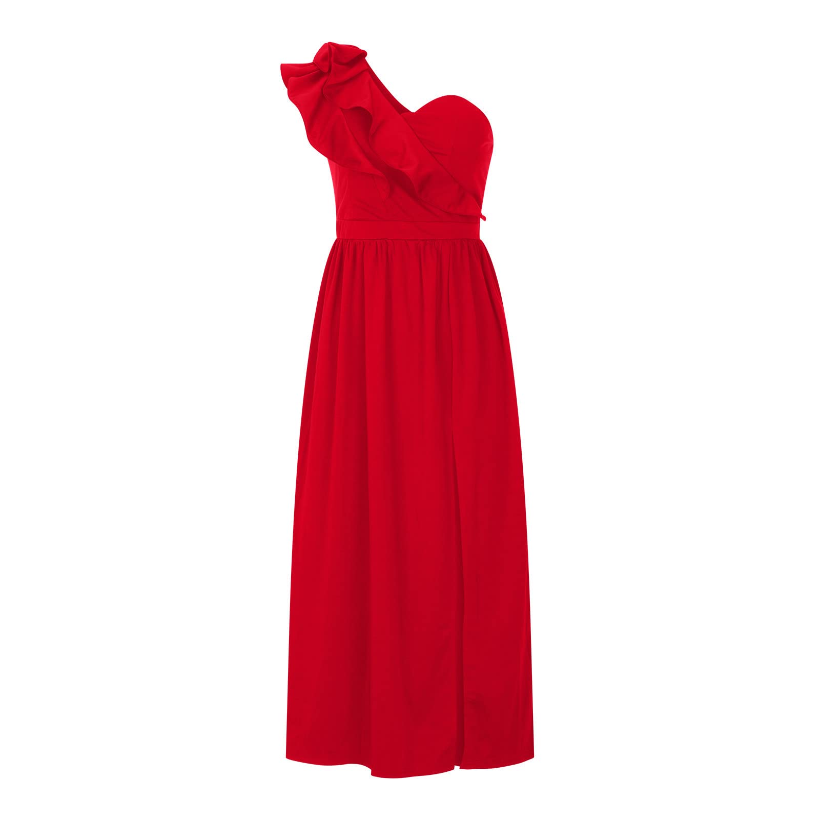 2023 Vestidos Largo Mujer Moda Color sólido Fiesta Vestido de Noche un Hombro Volante Elegante Vestidos de Cóctel sin Manga Extra Larga Casual Vestido Partido Novia Boda Vestir