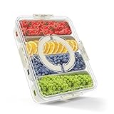 Rycid Divided Serving Tray with Lid and Handle, 8 Compartment Snackle Box Container (1 Pcs Four), white