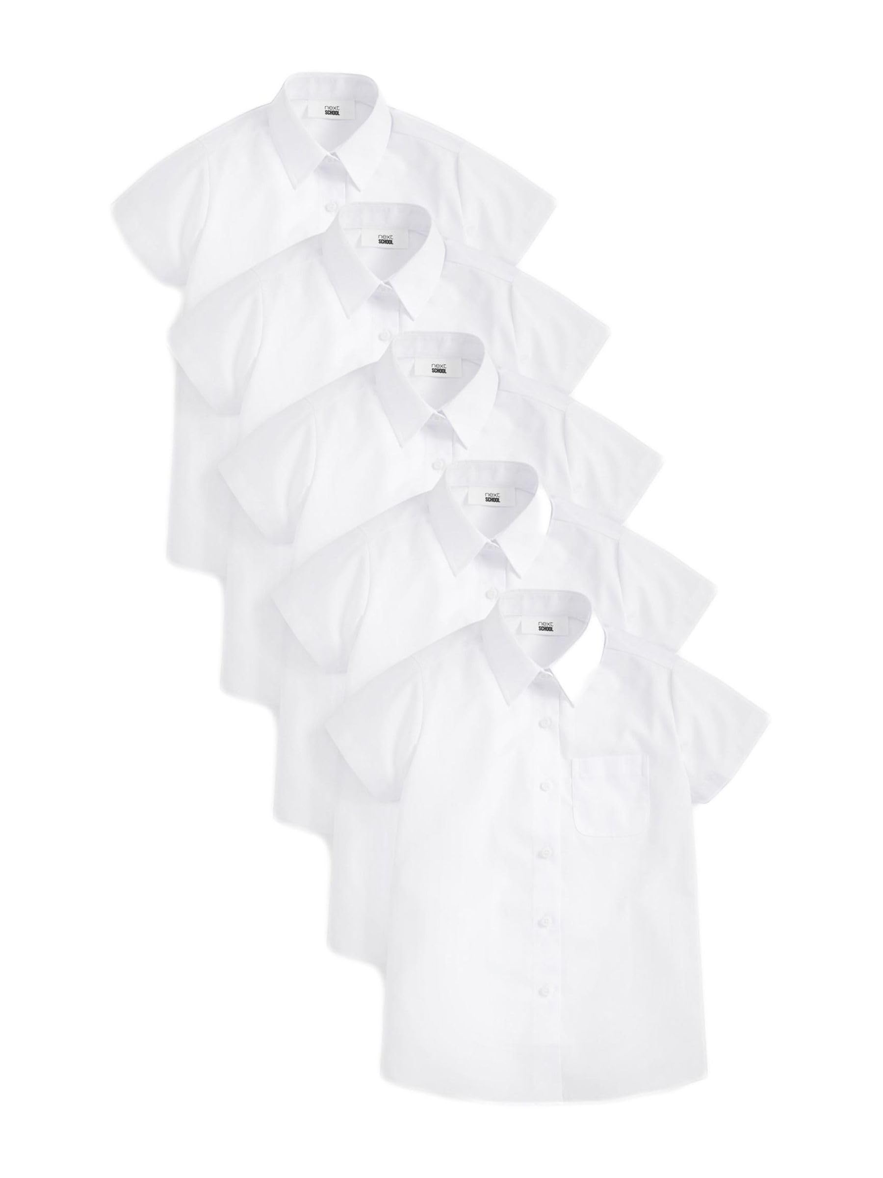 NEXT Niñas Pack de 5 Camisas Escolares de Manga Corta y Corte estándar