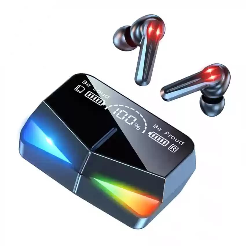 Image of M28 Wireless Earbuds TWS Bluetooth 5.1 Gaming Monster Earphones | Touch Control Headphones Microphone Mirror Screen Mini LED Display - Excellent Sound Ensure Fast