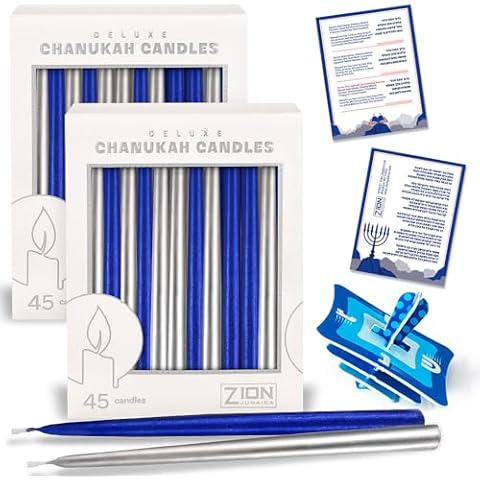 Zion Judaica Deluxe Metallic Hanukkah Candles Set Cover