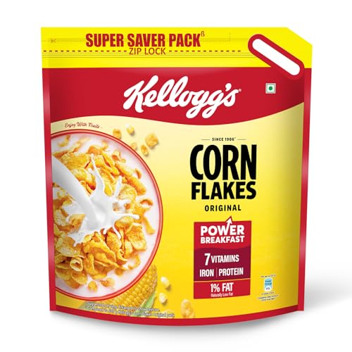 Image of Kellogg's Corn Flakes Original 1.2kg /1.15kg | Power of 5: Energy, Protein, Iron, IMMUNO NUTRIENTS, Vitamins B1, B2, B3 & C| Corn Flakes, Breakfast Cereal