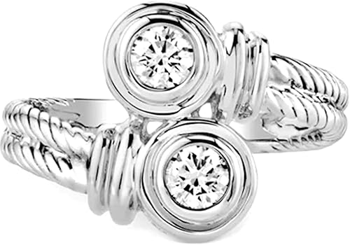 Jude Jewelers Anillo de declaración de compromiso de boda de acero inoxidable con nudo trenzado, Metal, Zirconia cúbica