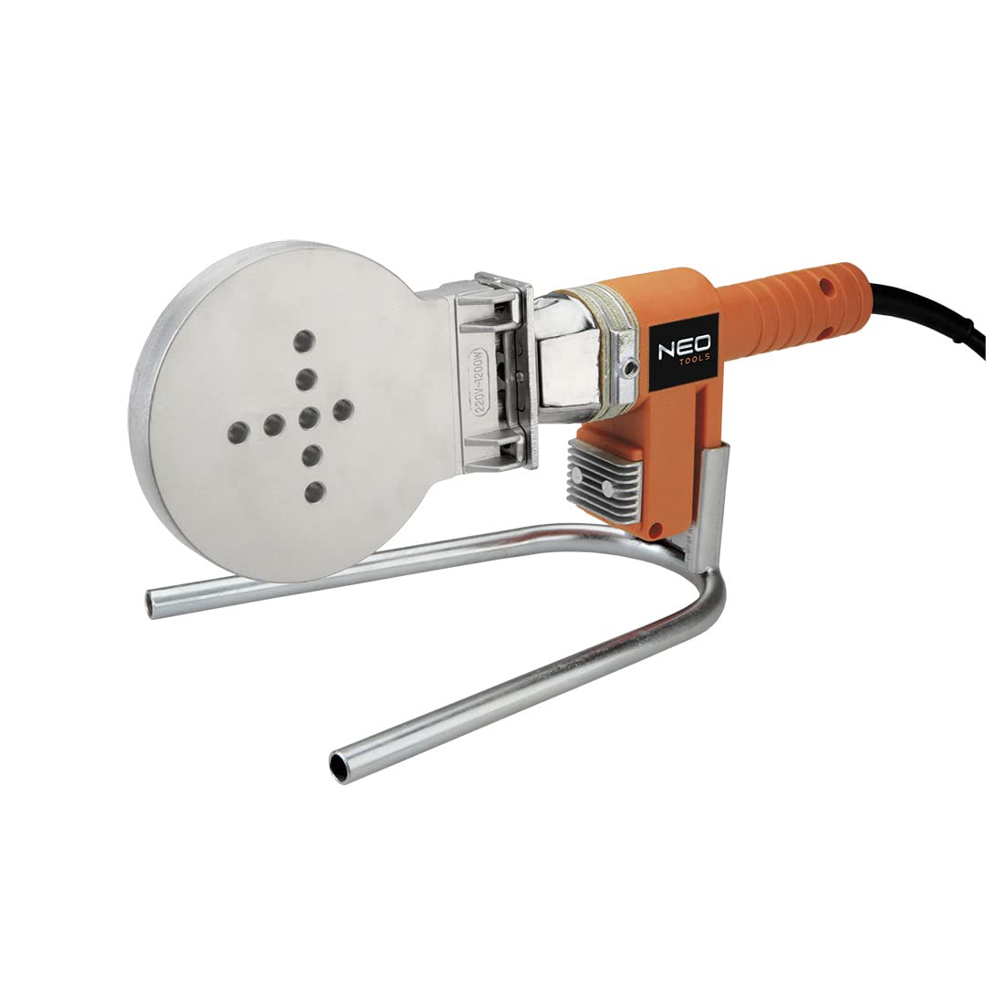 NEO TOOLS Schweißgerät für Kunststoffrohre 1200W, für Muffen und Rohre: PE, PP, PB mit Ø bis 110 mm, Stromversorgung 230V, 50Hz, Masse 6,9 kg, Kopftemperatur 260°C, Gestell, Koffer