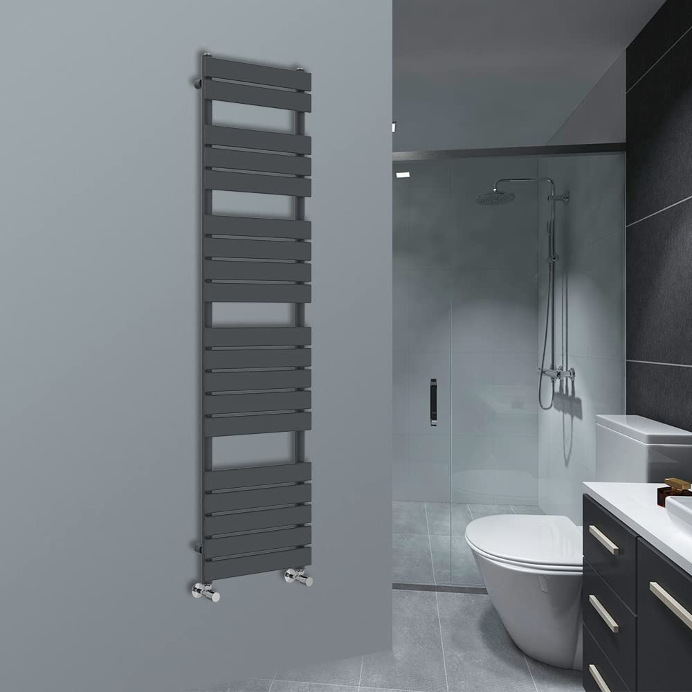Warmehaus Grey Flat Panel Bathroom Heated Towel Rail Radiator Ladder Anthracite 1800X450mm