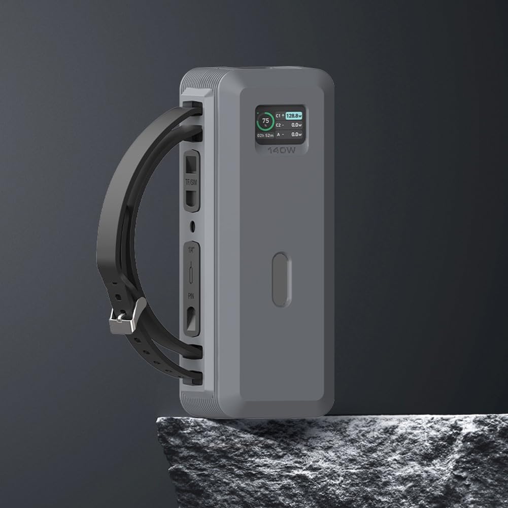 Silikon-Schutzhülle für Anker 737 Power Bank, für weiche Haut mit tragbarem Griff, 161 x 55 x 63 mm, kompatibel mit Stativhalterung (14-Zoll-Mutter), Schwarz