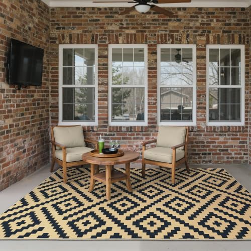 Image of GENIMO Outdoor Rug, Waterproof Plastic Rugs for Patio, 6'x9' Black Sand