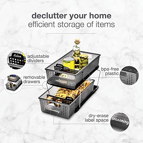 Organizador Multipropósito de Plástico Madesmart de 2 Niveles con Cestas Deslizantes Divididas, para Debajo del Fregadero miniatura 4