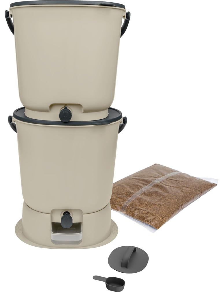 skaza Exceeding Expectations. Bokashi Essential Composter 2 Pack 15.3L + 1kg Brain + 1 Base Cream
