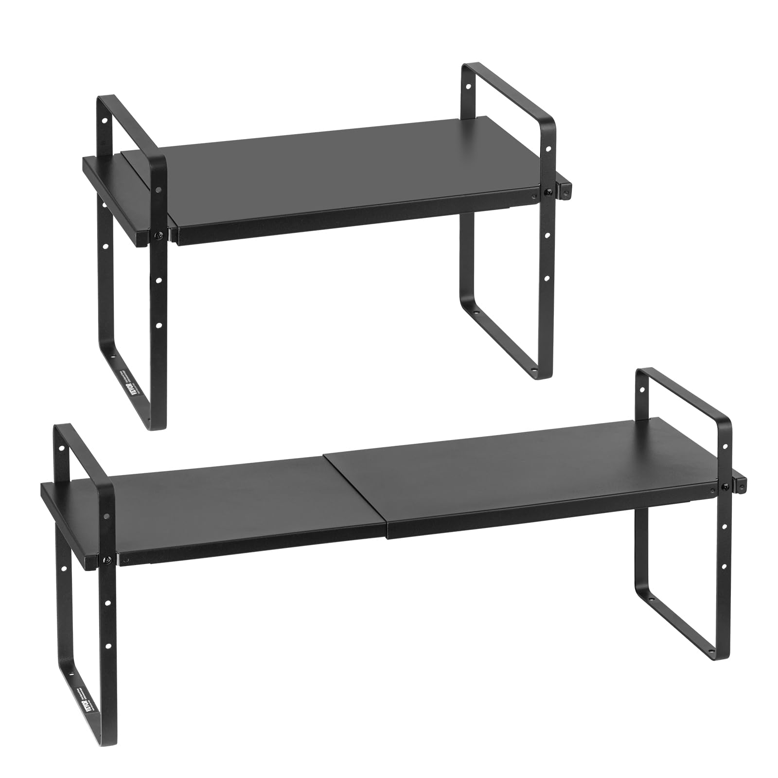 VEVOR Organizzatore per Ripiani Regolabili per Mobili, Ripiano Espandibile a 2 Livelli di Stoccaggio per Dispensa, Organizzatore Impilabili da Banco per Cucina, Bagno, Nero 650x220x500 mm