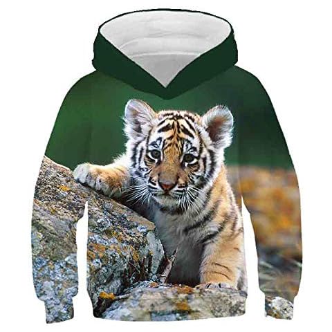 COAOBO Sudadera con Capucha para Niños 3D Tigre Cover