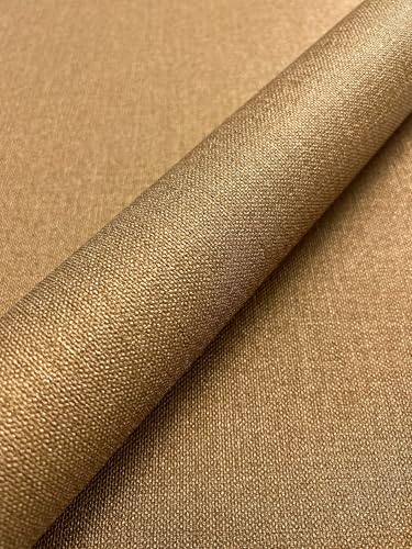 Newroom Papel Pintado Dorado No Tejido Vinilo Textura Lino - Glamour Uni Brillo Dormitorio Salón