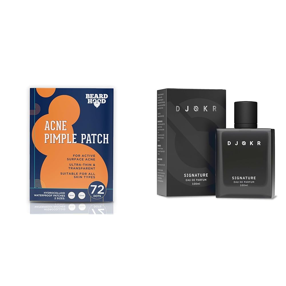 Beardhood Acne Pimple Patch | 72 Hydrocolloid Waterproof Patche and Djokr Signature Perfume For Men 100 ml