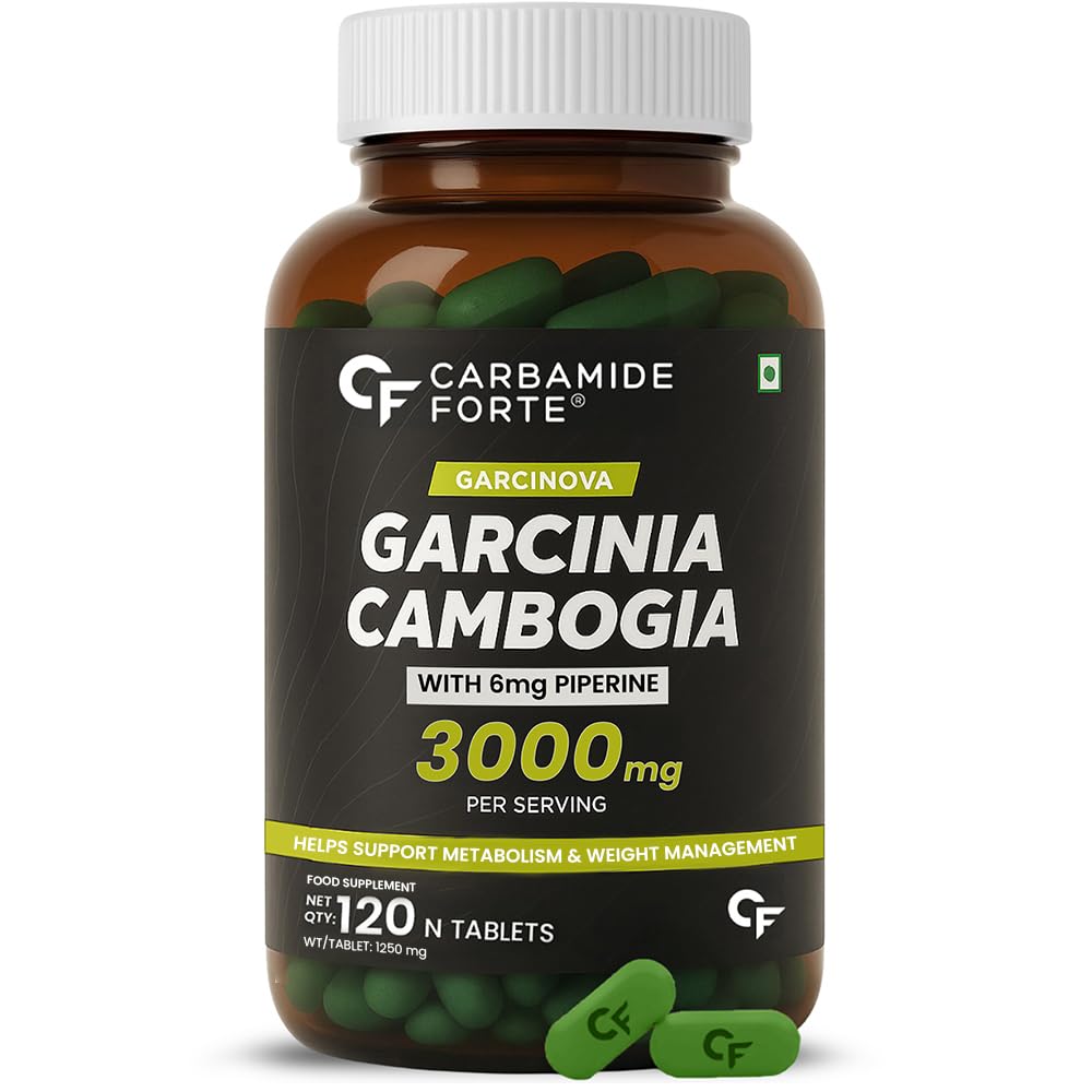 Carbamide Forte Garcinia Cambogia 3000mg 60% HCA & 6mg Piperine Per Serving | Weight Loss Supplement- 120 Veg Tablets
