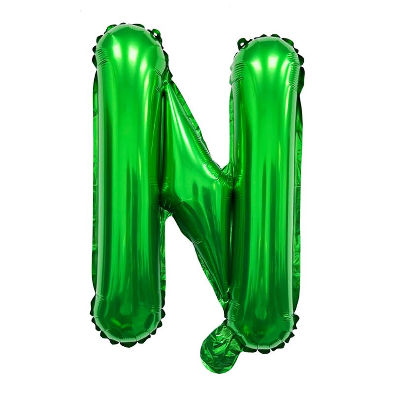 40 cm green foil balloon in the shape of the letter N suitable for helium filling