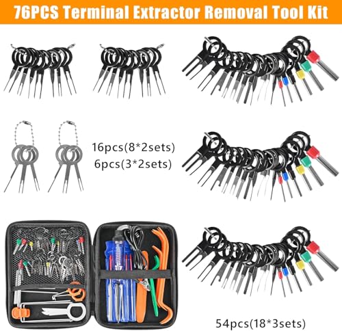 Image of Terminal Removal Tool Kit 96 Pcs Depinning Tool Electrical Connector Pin Removal Tool Kit Pin Extractor Tool Set Wire Terminal Release Tool for Automotive Car Household Devices