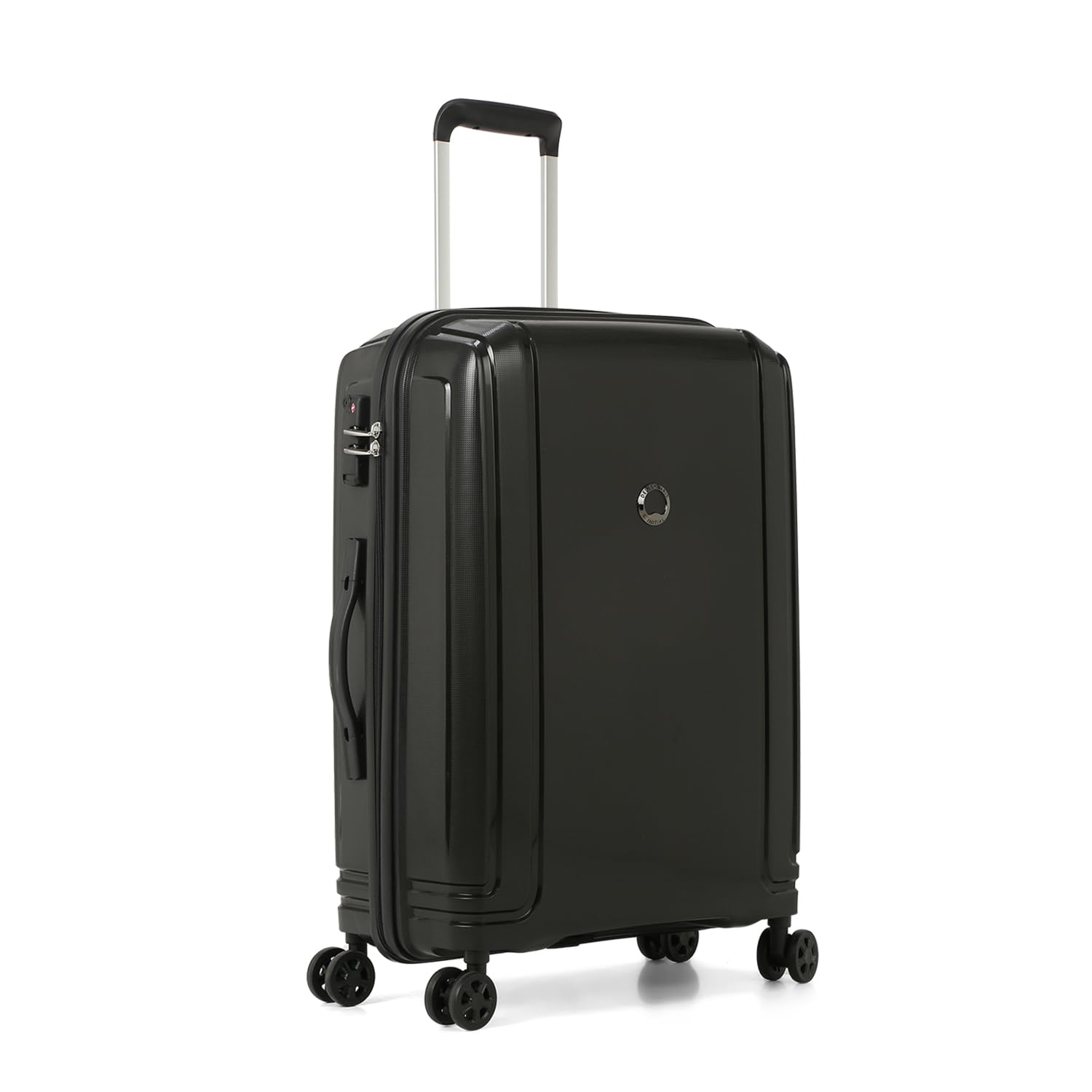 Delsey Paris Brisban 55 cms Small Cabin Polypropylene Hard Sided 8 Wheels Spinner Suitcase/Trolley Bag for Travel with TSA Lock- Black