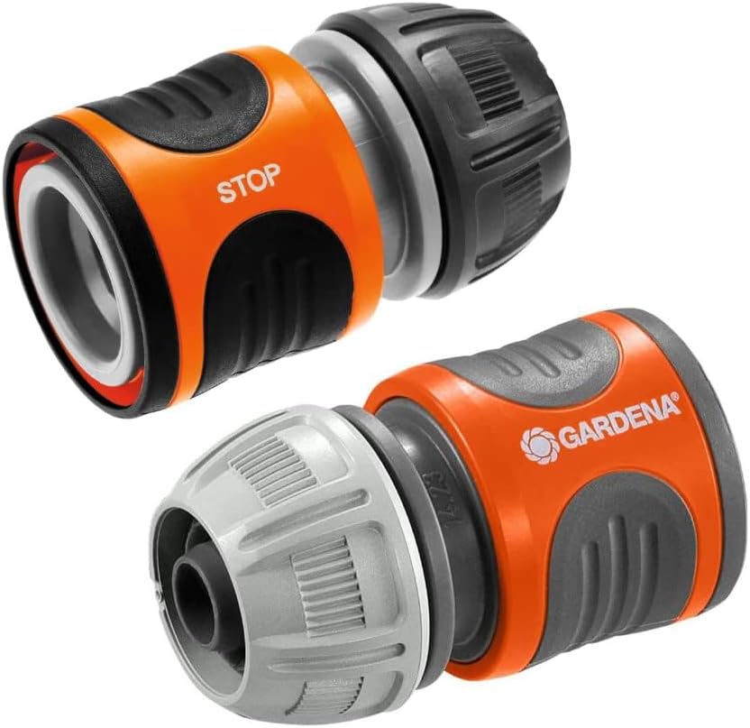 Gardena Hose Connector Set 13 mm (1/2 inch) and 15 mm (5/8 inch): For the beginning and end of the hose, connector to fit all Original system parts, UV and frostproof (18279-20)
