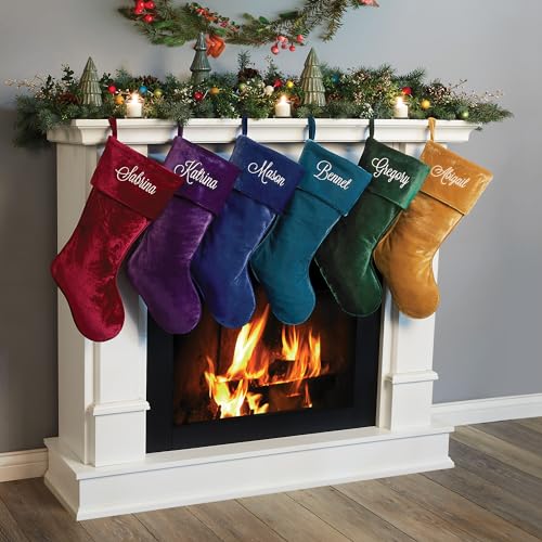Personalized Planet Red Velvet Christmas Stocking with Custom Name Embroidered | Family Stockings | Festive Holiday Home Décor | Ready to Hang