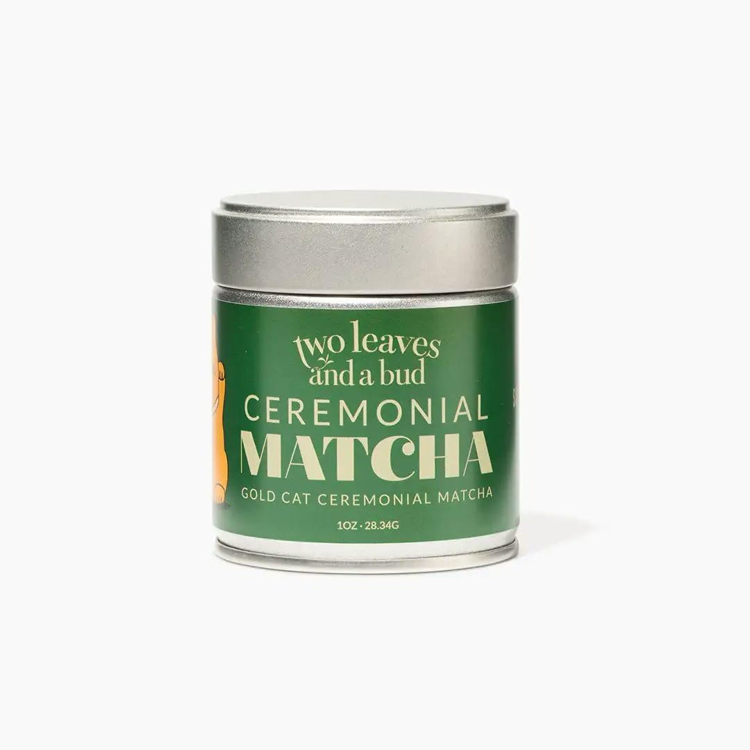 Two Leaves and a Bud Organic Ceremonial Matcha Green Tea 18 Servings 100 Japanese Matcha powder 1oz Tin