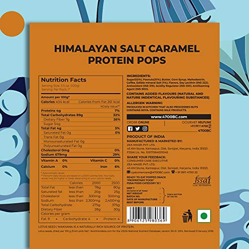 Image of 4700BC Protein Pops (Makhana), Himalayan Salt Caramel, Tin - 150 Gm