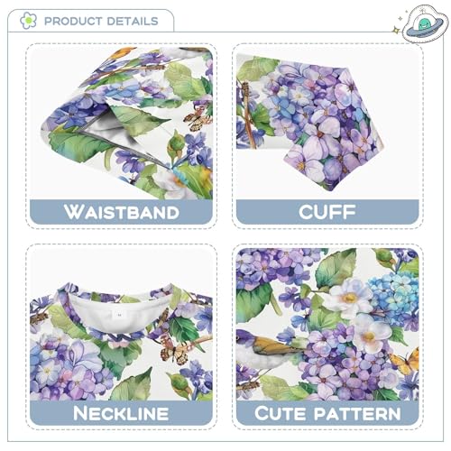 JUNZAN Watercolor Spring Flowers and Birds Blue Little Kids Sweatshirts Hoodies Fleece Outerwear for Kids Sports 4T3