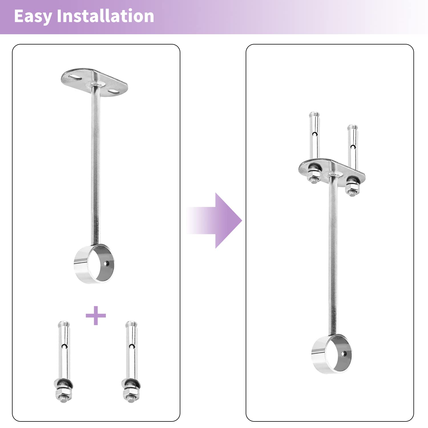 Set di 2 supporti (L50 - 20 mm) Argento opaco - Accessori, bastoni tenda