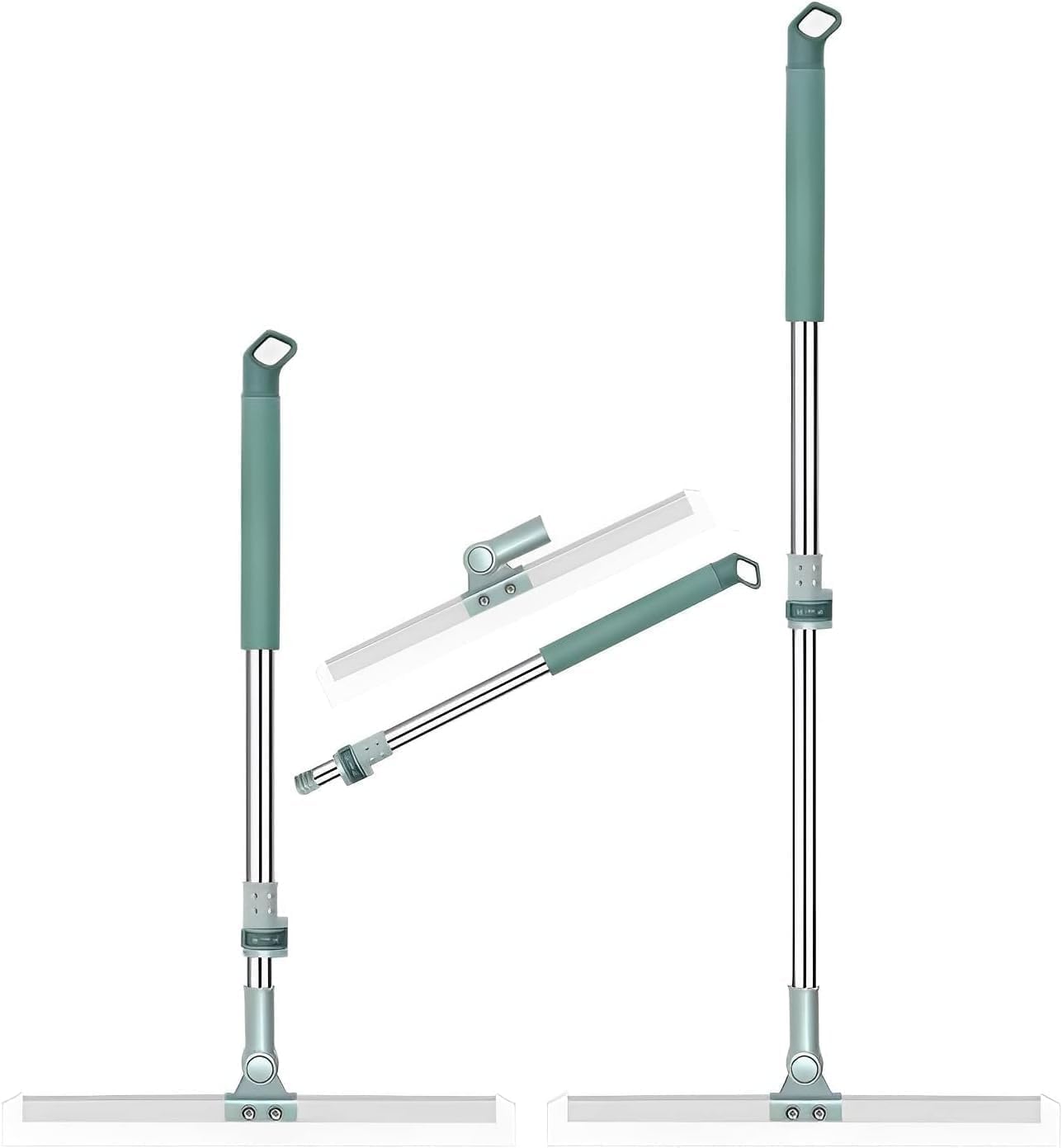 voltonix 50-Inch Rotating Floor Squeegee, Heavy Duty Bathroom Wiper with 180-Degree Swivel Head,Multifunctional Magic Broom Floor Squeegee with Long Handle Adjustableq (Green)-image-33