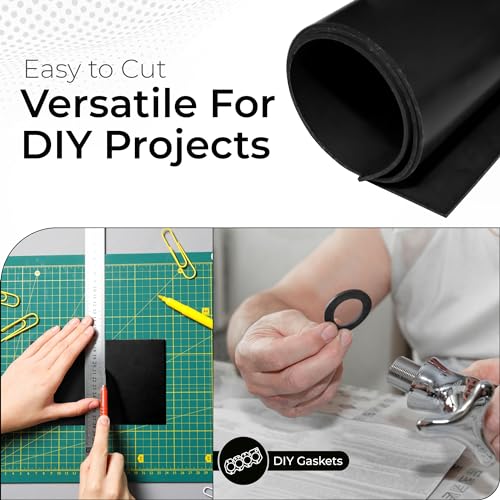 Image of Exactly Rubber - Commercial Grade Silicone Sheet, 60A Durometer Silicone Mat, -80 to 450F Temperature Resistant Rubber Mat, Rubber Sheet with 350% Elongation, Made in The USA, 1 /32 x 9 inch x 24 inch, Black