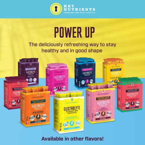 Key Nutrients Electrolytes Powder Packets - Refreshing Lemonade 20 Pack Hydration Packets - Travel Hydration Powder - No Sugar, No Calories, Gluten Free - Made In Usa #TOP4