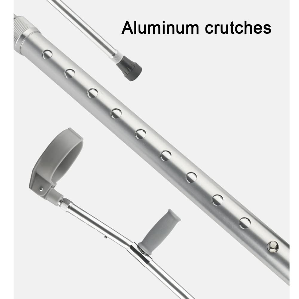 Muletas de Antebrazo para Adultos, Muletas de Brazo Ajustables, Muletas Ligeras de Aluminio con Puntas de Goma Antideslizantes, Muletas Cómodas y Ergonómicas con Manguitos (Size : 1 Count)