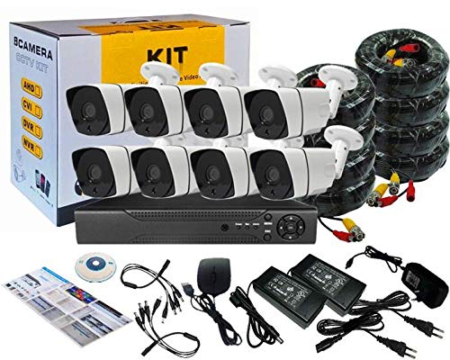 Tomvision 8Channel AHD CCTV Kit 1080P/2.0MP 1920X1080 Camera 8CH Kit with Hybrid 5in1 1080N DVR Security Recording System and 8pcs Metal Outdoor Bullet Camera Alarm System