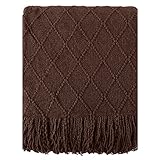 BATTILO HOME Dark Brown Throw Blanket for Couch, Chocolate Knit Throw Blankets for Home Decor, Decorative Brown Blanket for Foot of Bed, 50'x60'