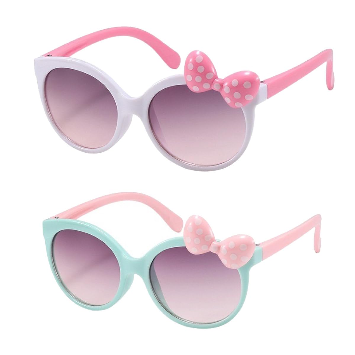 STORE 2508 Pack of 2 Cute Bow Sunglasses for 3 to 8 year old Kids Fancy Eyeglasses for Party Picnic Holiday-image-46