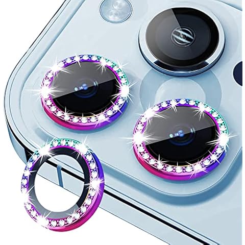Xfilm Bling Diamond Camera Lens Protector for iPhone 13 Pro/iPhone 13 Pro Max, HD Clear Tempered Glass Camera Lens Protection Cover, Case Friendly, Scratch Proof (Diamond Multi-Colored) Cover