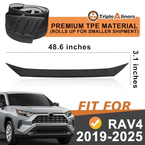 Image of TripleAliners Hood Bug Deflector Protector for 2019-2025 Toyota RAV4 | Hood Protector, Bug Deflector Shield Replacement, Flexible TPE Material, Easy to Install, Upgraded adhesion